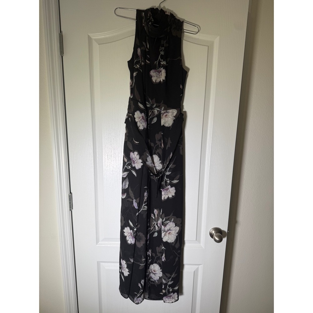 White House Black Market Jumpsuit Floral Print Wide Leg Overlaid Romper 2P